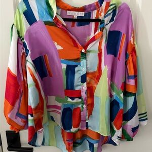 Karlie Multicolor Abstract Blouse